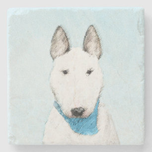 Bull Terrier Painting - Cute Original Dog Art Stenen Onderzetter