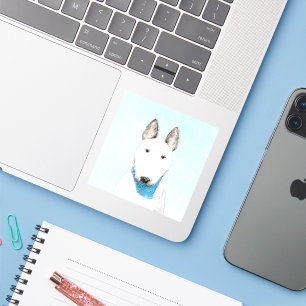 Bull Terrier Painting - Cute Original Dog Art Sticker