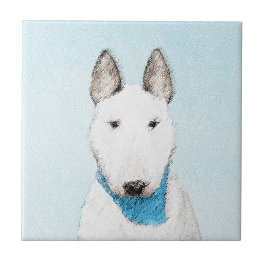 Bull Terrier Painting - Cute Original Dog Art Tegeltje (Voorkant)