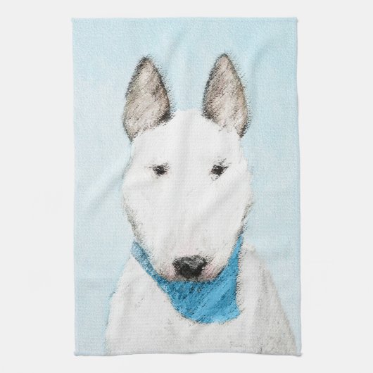 Bull Terrier Painting - Cute Original Dog Art Theedoek (Verticaal)