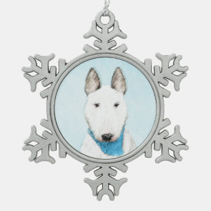 Bull Terrier Painting - Cute Original Dog Art Tin Sneeuwvlok Ornament