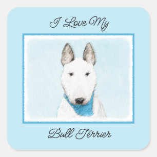 Bull Terrier Painting - Cute Original Dog Art Vierkante Sticker