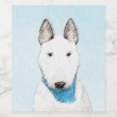 Bull Terrier Painting - Cute Original Dog Art Wijn Etiket (Enkel label)
