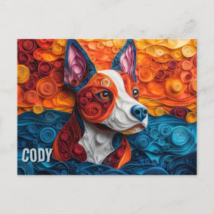Bull Terrier Paper Quilling Art Dog Portret Briefkaart