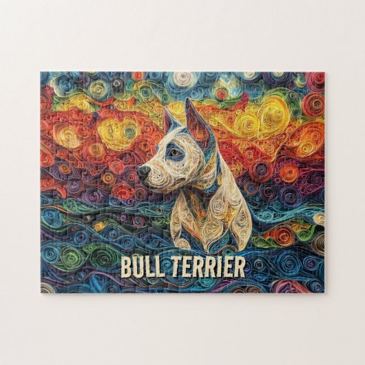 Bull Terrier Paper Quilling Art Dog Portret Legpuzzel (Horizontaal)