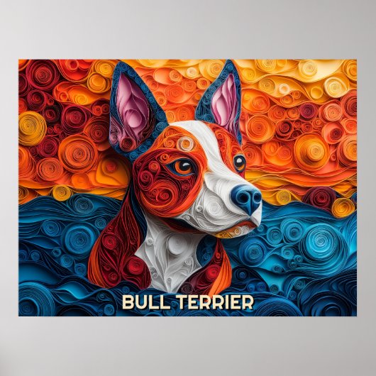 Bull Terrier Paper Quilling Art Dog Portret Poster (Voorkant)