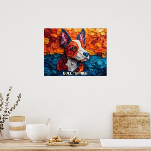 Bull Terrier Paper Quilling Art Dog Portret Poster (Keuken)