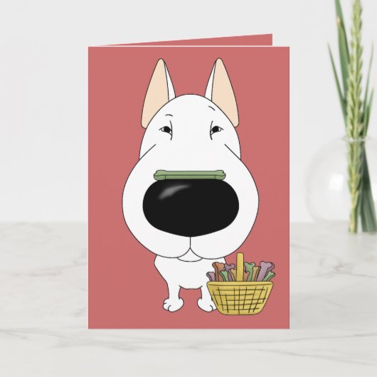 Bull Terrier - Pasen Bone Hunt, iemand? Feestdagen Kaart (Voorkant)