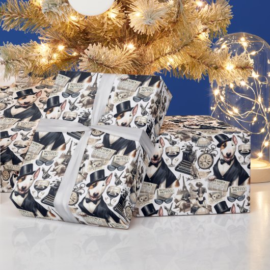 Bull Terrier Pattern Cadeaupapier (Feestdagen)