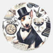 Bull Terrier Pattern Ronde Sticker (Voorkant)