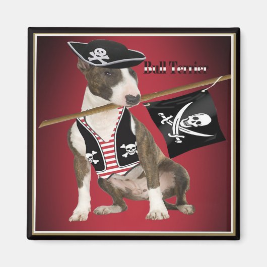 Bull Terrier Pirate Gifts Magneet (Voorkant)