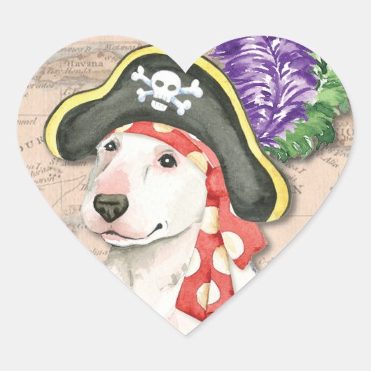 Bull Terrier Pirate Hart Sticker (Voorkant)