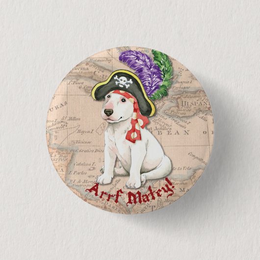 Bull Terrier Pirate Ronde Button 3,2 Cm (Voorkant)