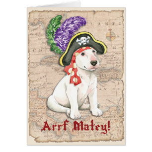 Bull Terrier Pirate Wenskaart