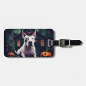 Bull Terrier pompoenen Halloween eng Bagagelabel (Voorkant horizontaal)