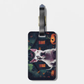 Bull Terrier pompoenen Halloween eng Bagagelabel (Achterkant verticaal)