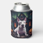 Bull Terrier pompoenen Halloween eng Blikjeskoeler (Blikje Achterkant)