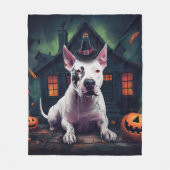 Bull Terrier pompoenen Halloween eng Fleece Deken (Voorkant)