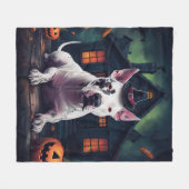 Bull Terrier pompoenen Halloween eng Fleece Deken (Voorkant (Horizontaal))