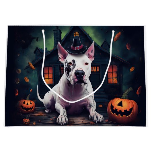 Bull Terrier pompoenen Halloween eng Groot Cadeauzakje (Voorkant)