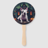 Bull Terrier pompoenen Halloween eng Handwaaier (Achterkant)