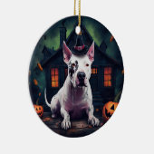 Bull Terrier pompoenen Halloween eng Keramisch Ornament (Rechts)
