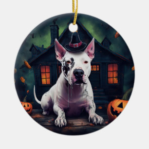 Bull Terrier pompoenen Halloween eng Keramisch Ornament