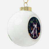 Bull Terrier pompoenen Halloween eng Keramische Bal Ornament (Links)