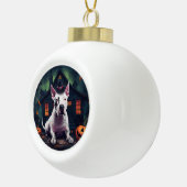 Bull Terrier pompoenen Halloween eng Keramische Bal Ornament (Rechts)