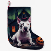 Bull Terrier pompoenen Halloween eng Kleine Kerstsok (Voorkant)