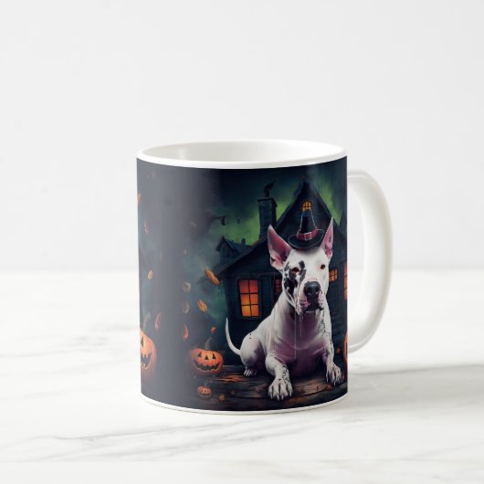 Bull Terrier pompoenen Halloween eng Koffiemok (Voorkant rechts)