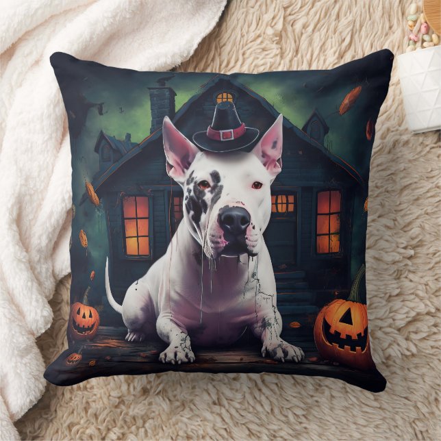 Bull Terrier pompoenen Halloween eng Kussen (Deken)