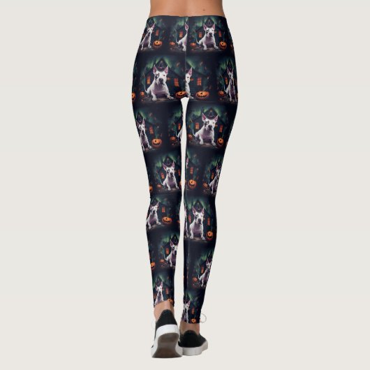 Bull Terrier pompoenen Halloween eng Leggings (Achterkant)