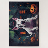 Bull Terrier pompoenen Halloween eng Legpuzzel (Verticaal)