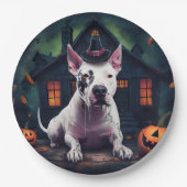 Bull Terrier pompoenen Halloween eng Papieren Bordje (Voorkant)