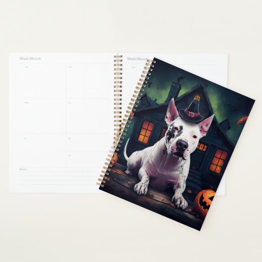 Bull Terrier pompoenen Halloween eng Planner (Display)