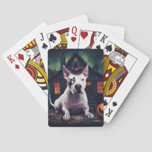 Bull Terrier pompoenen Halloween eng Pokerkaarten