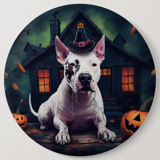 Bull Terrier pompoenen Halloween eng Ronde Button 6,0 Cm (Voorkant)