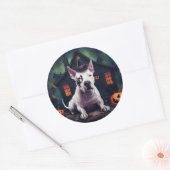 Bull Terrier pompoenen Halloween eng Ronde Sticker (Envelop)