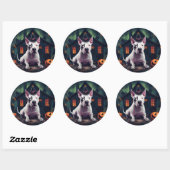 Bull Terrier pompoenen Halloween eng Ronde Sticker (Vel)