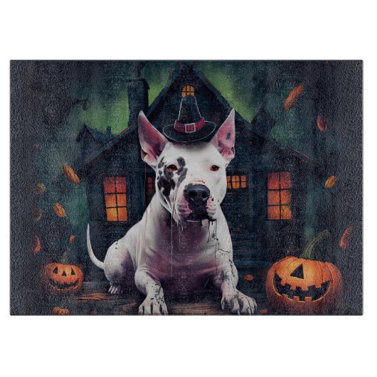 Bull Terrier pompoenen Halloween eng Snijplank (Voorkant)