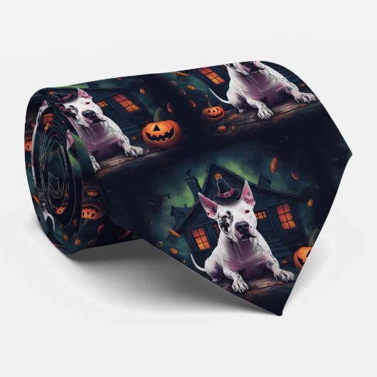 Bull Terrier pompoenen Halloween eng Stropdas (Opgerold)