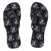 Bull Terrier pompoenen Halloween eng Teenslippers (Voetbed)