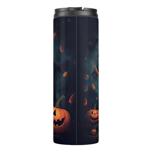 Bull Terrier pompoenen Halloween eng Thermosbeker (Achterkant)