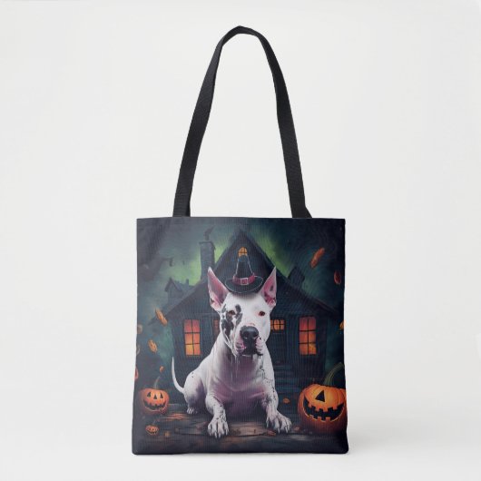 Bull Terrier pompoenen Halloween eng Tote Bag (Voorkant)