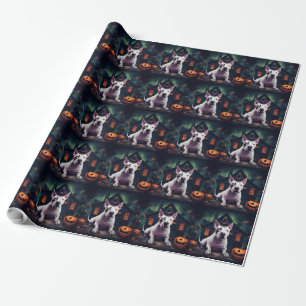 Bull Terrier Pompoenen Halloween Griezelen Cadeaupapier