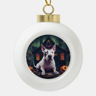 Bull Terrier Pompoenen Halloween Griezelen Keramische Bal Ornament