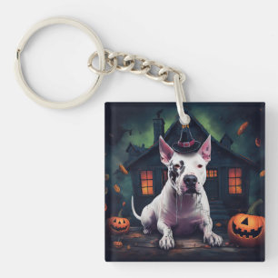 Bull Terrier Pompoenen Halloween Griezelen Sleutelhanger