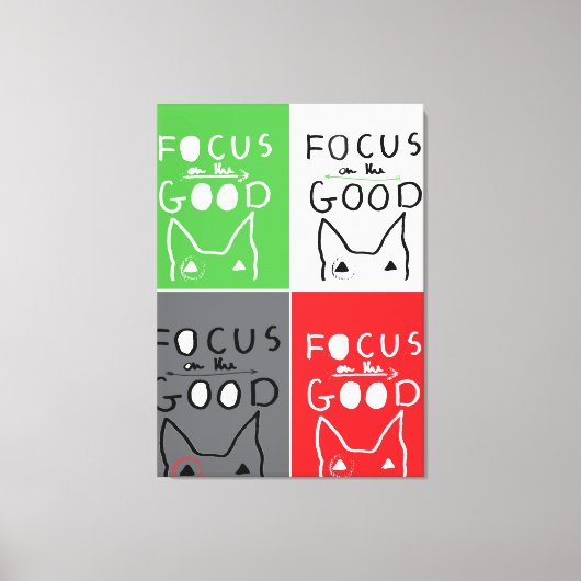 Bull Terrier Pop Art Focus op de GOEDE inspiratie Canvas Afdruk (Voorkant)