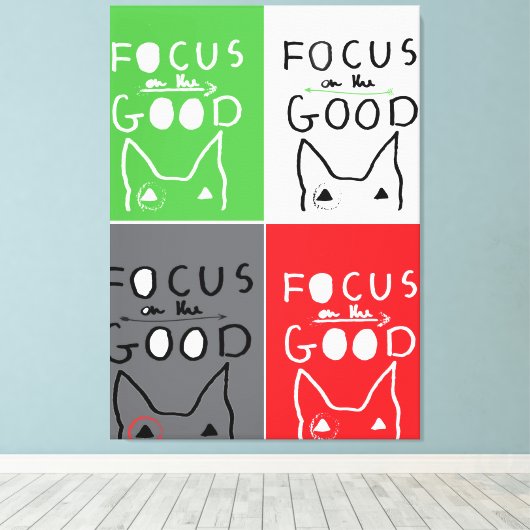 Bull Terrier Pop Art Focus op de GOEDE inspiratie Canvas Afdruk (Insitu (Houten vloer))